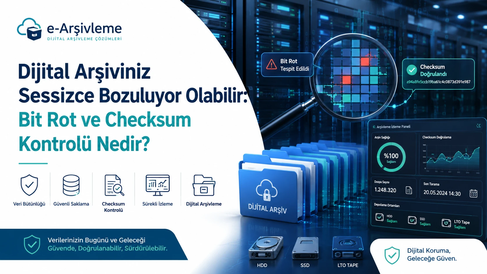 Bit Rot Nasıl Tespit Edilir Checksum, Fixity ve Dijital Arşiv Sağlık Kontrolü görseli